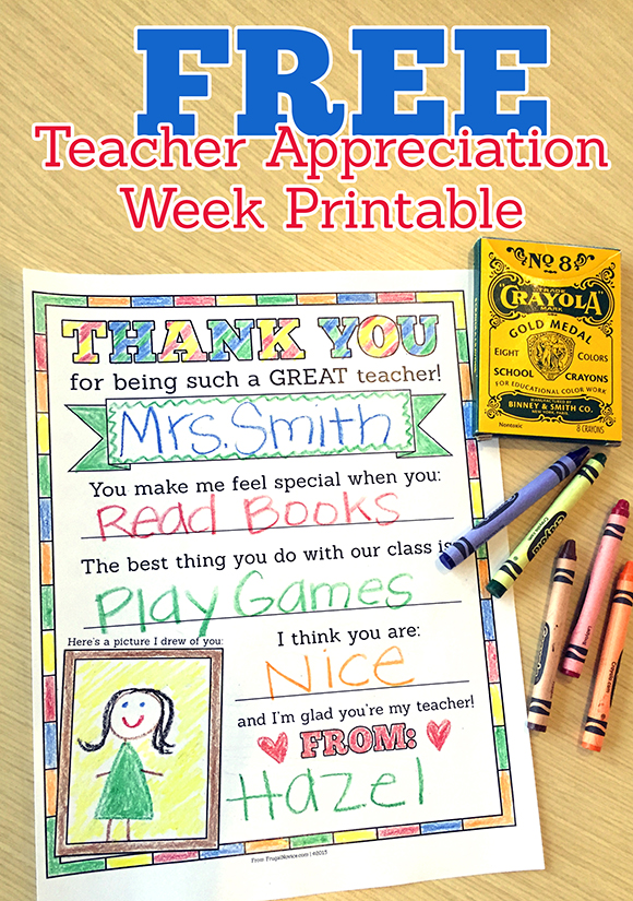 Teacher Appreciation Printable Free